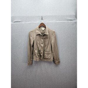 Appleseeds Petites 4P Womens Linen & Rayon Khaki Jacket